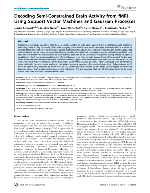 (PDF) Decoding Semi-Constrained Brain Activity from fMRI Using Support ...