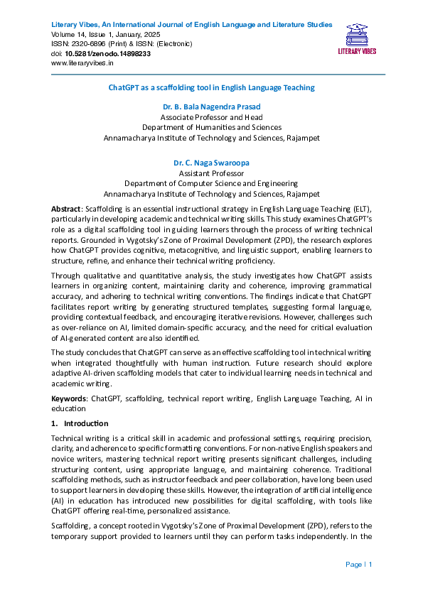 (PDF) ChatGPT as a scaffolding tool in English Language Teaching