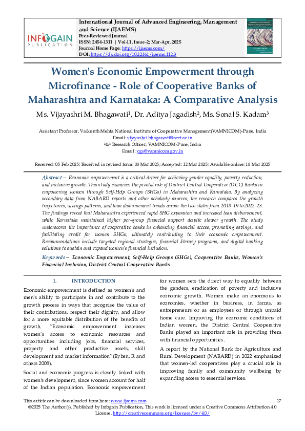 (PDF) Women's Economic Empowerment through Microfinance - Role of ...