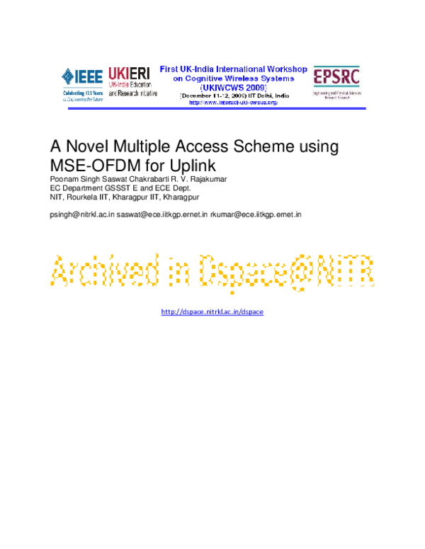 (PDF) A novel multiple access scheme using MSE-OFDM for uplink