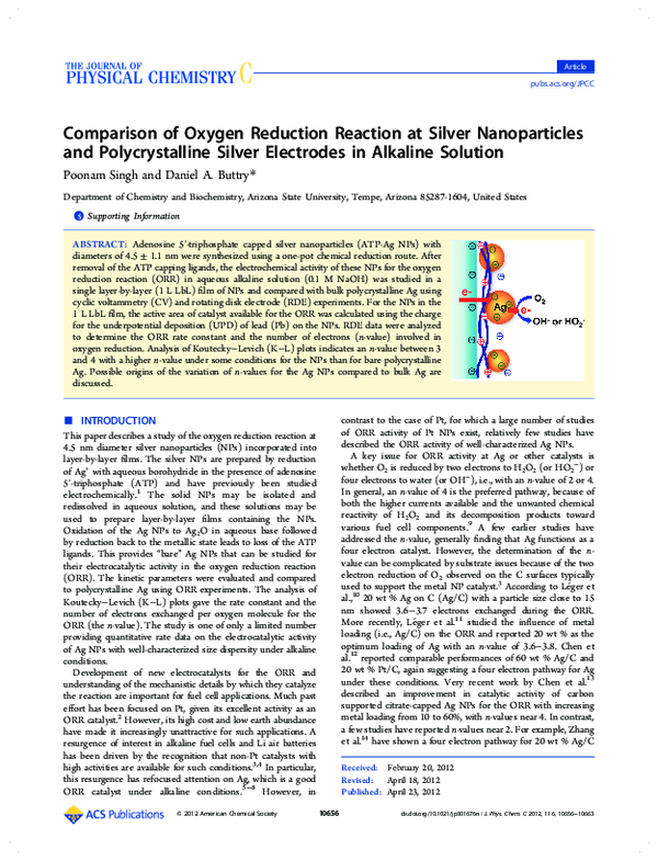 (PDF) Comparison of Oxygen Reduction Reaction at Silver Nanoparticles ...