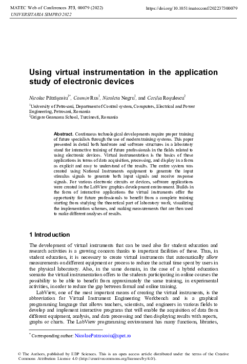 (PDF) Using virtual instrumentation in the application study of ...