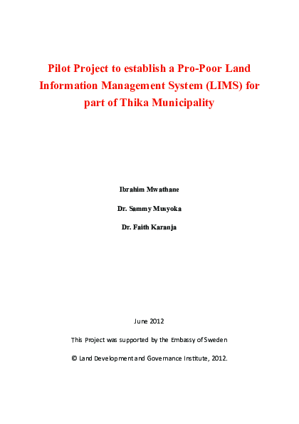 (PDF) Pilot Project to establish a Pro-Poor Land Information Management ...