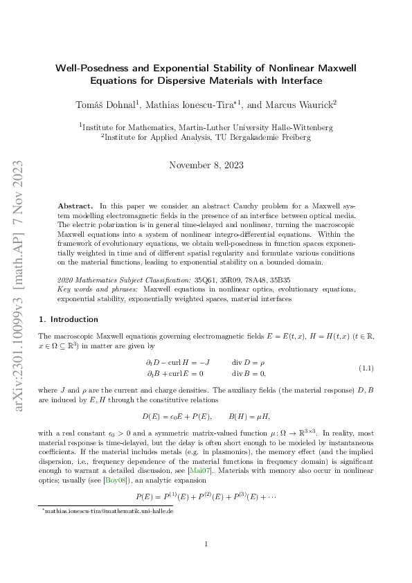 (PDF) Well-Posedness and Exponential Stability of Nonlinear Maxwell ...