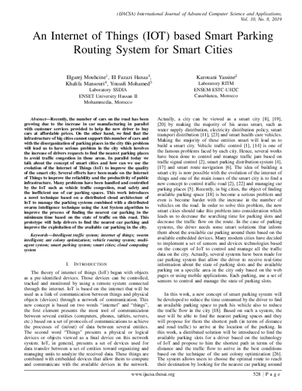 (PDF) An Internet of Things (IOT) based Smart Parking Routing System ...