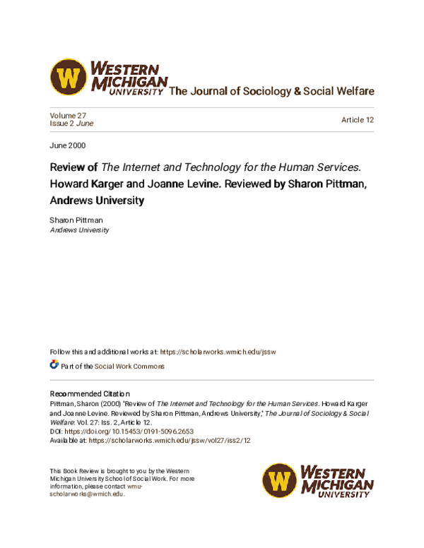 (PDF) Review of The Internet and Technology for the Human Services ...
