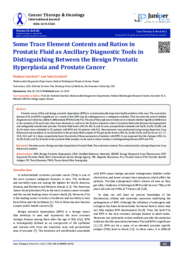 (PDF) Some Trace Element Contents and Ratios in Prostatic Fluid as ...