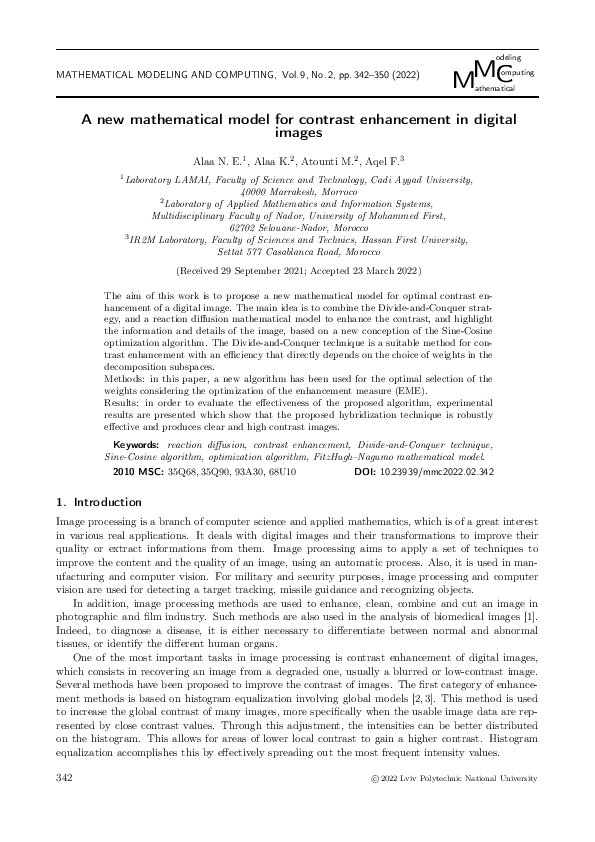 (PDF) A new mathematical model for contrast enhancement in digital images