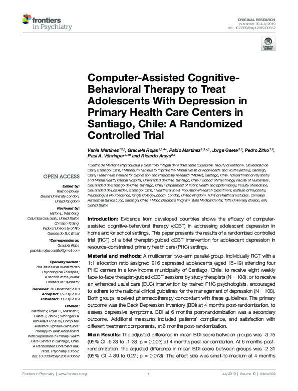 (PDF) Computer-Assisted Cognitive-Behavioral Therapy to Treat ...