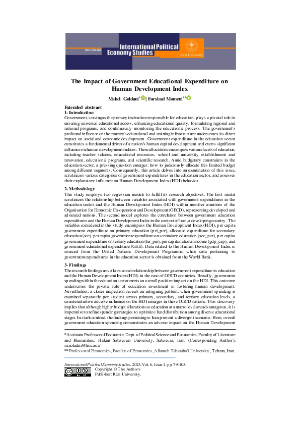 (PDF) The Impact of Government Educational Expenditure on Human ...