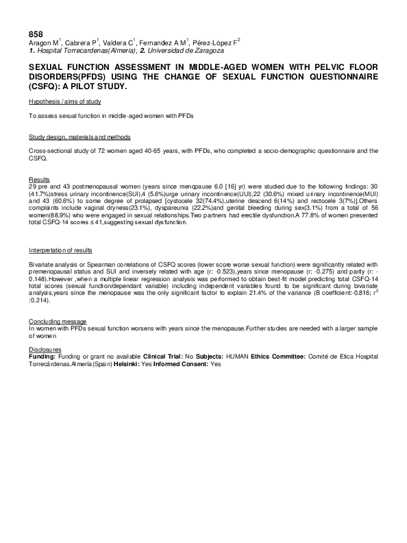 (PDF) Sexual function assessment in middle-aged women with Pelvic floor ...