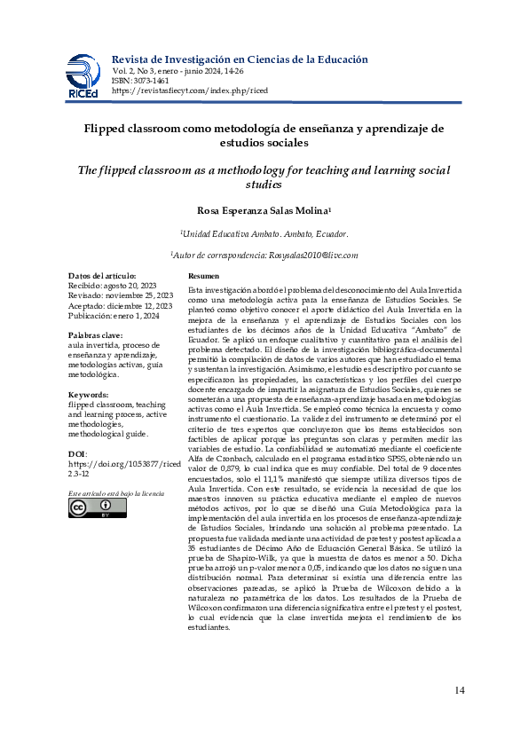 (PDF) Flipped classroom como metodología de enseñanza y aprendizaje de ...