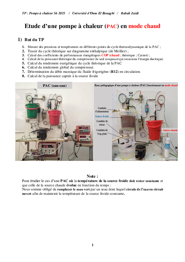 (PDF) TP PAC : Etude du cycle frigorifique d'une PAC en mode chaud ST25