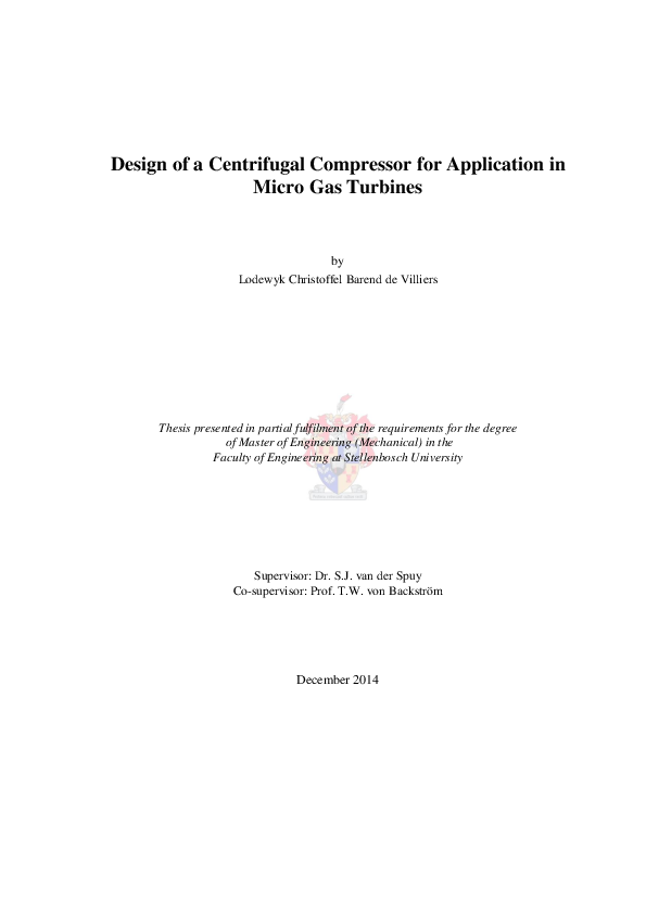 (PDF) Design of a centrifugal compressor for application in micro gas ...