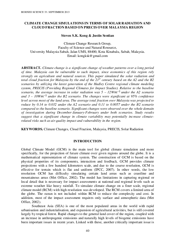 (PDF) Climate Change Simulations in Terms of Solar Radiation and Cloud ...
