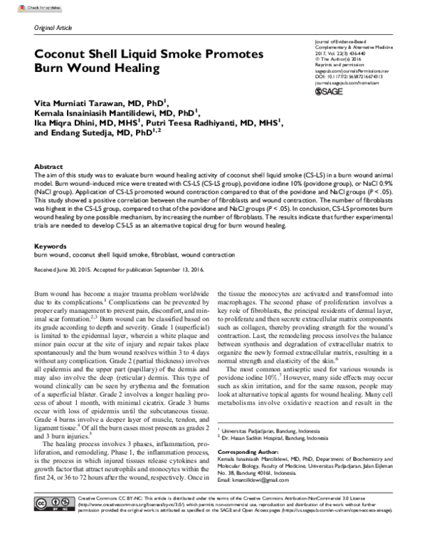 (PDF) Coconut Shell Liquid Smoke Promotes Burn Wound Healing
