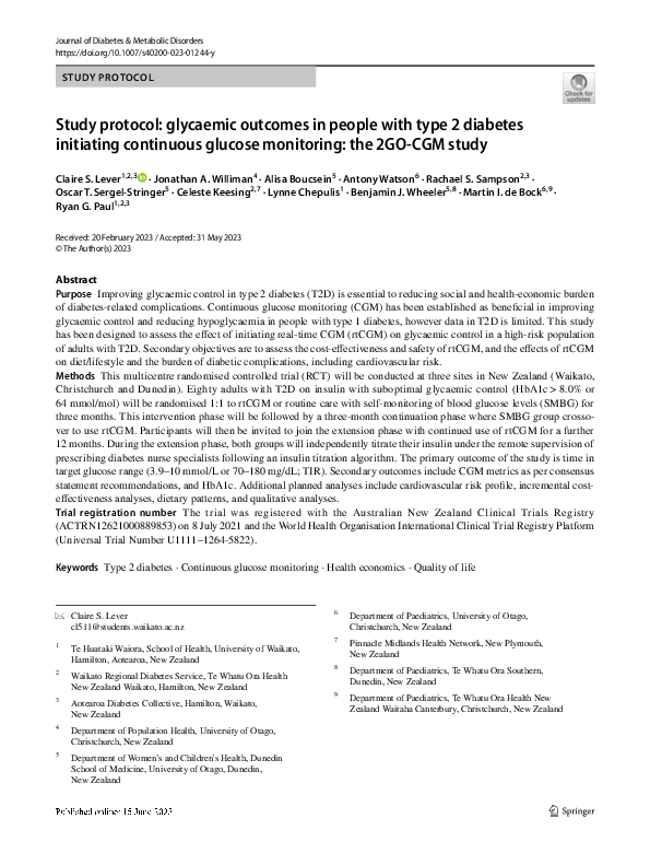 (PDF) Study protocol: glycaemic outcomes in people with type 2 diabetes ...