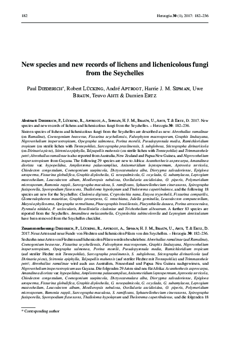 (PDF) New Species and New Records of Lichens and Lichenicolous Fungi ...