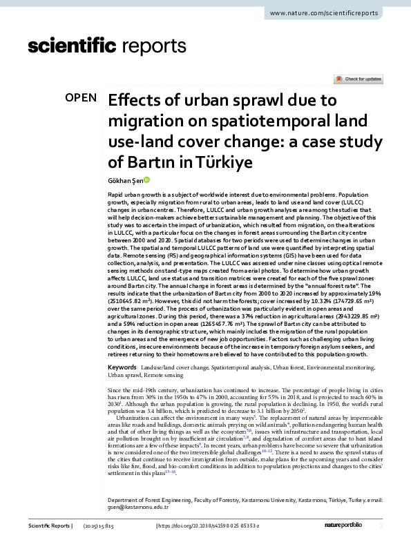 (PDF) Effects of urban sprawl due to migration on spatiotemporal land ...