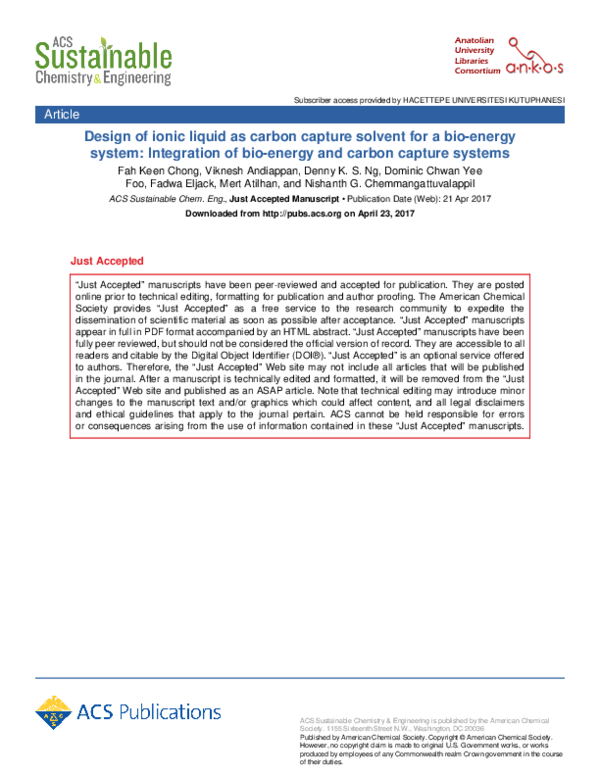 (PDF) Design of Ionic Liquid as Carbon Capture Solvent for a Bioenergy ...