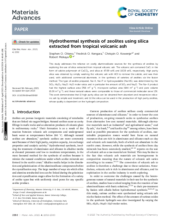 (PDF) Hydrothermal synthesis of zeolites using silica extracted from ...