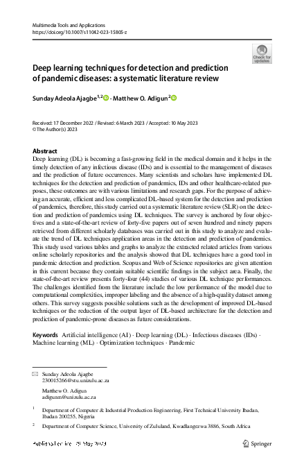(PDF) Deep learning techniques for detection and prediction of pandemic ...