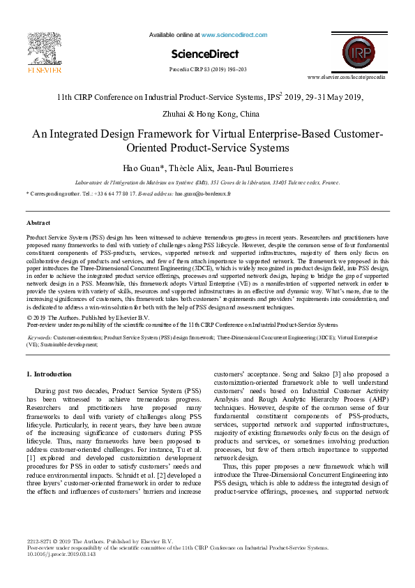 (PDF) An Integrated Design Framework for Virtual Enterprise-Based ...