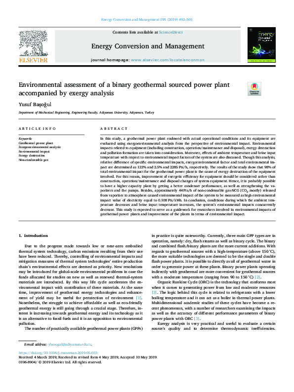 (PDF) Environmental assessment of a binary geothermal sourced power ...