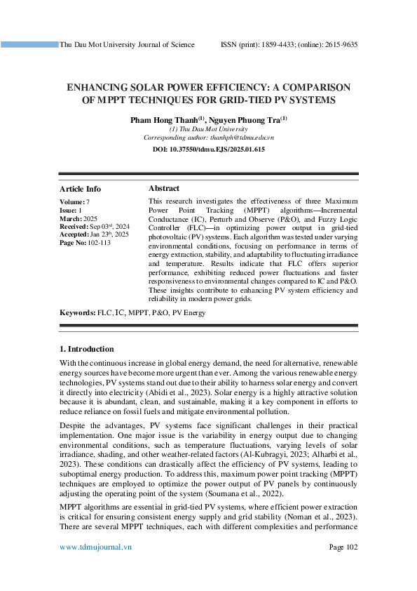 (PDF) ENHANCING SOLAR POWER EFFICIENCY: A COMPARISON OF MPPT TECHNIQUES ...