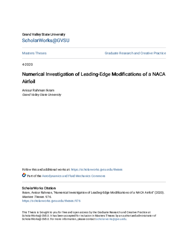 (PDF) Numerical Investigation of Leading-Edge Modifications of a NACA ...