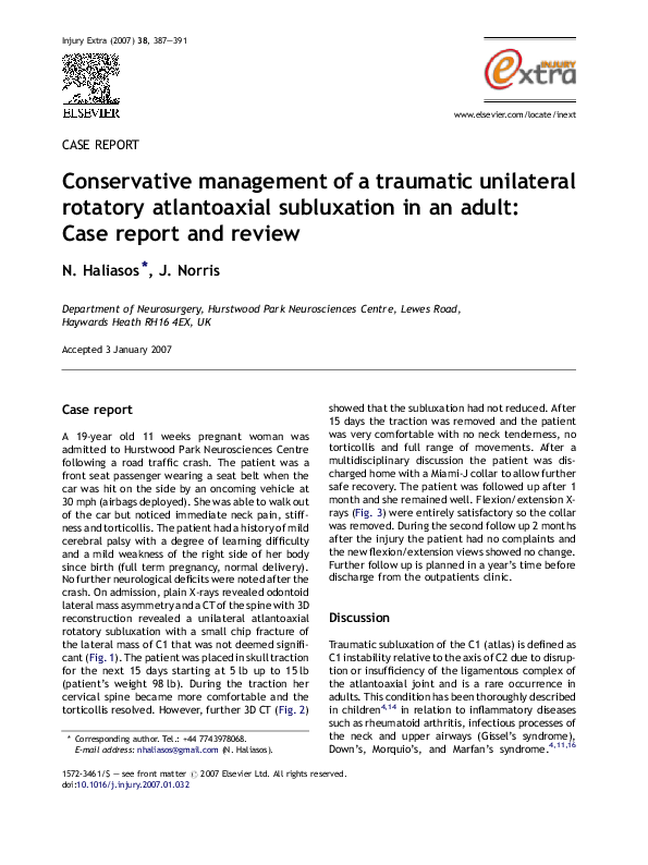 (PDF) Conservative management of a traumatic unilateral rotatory ...