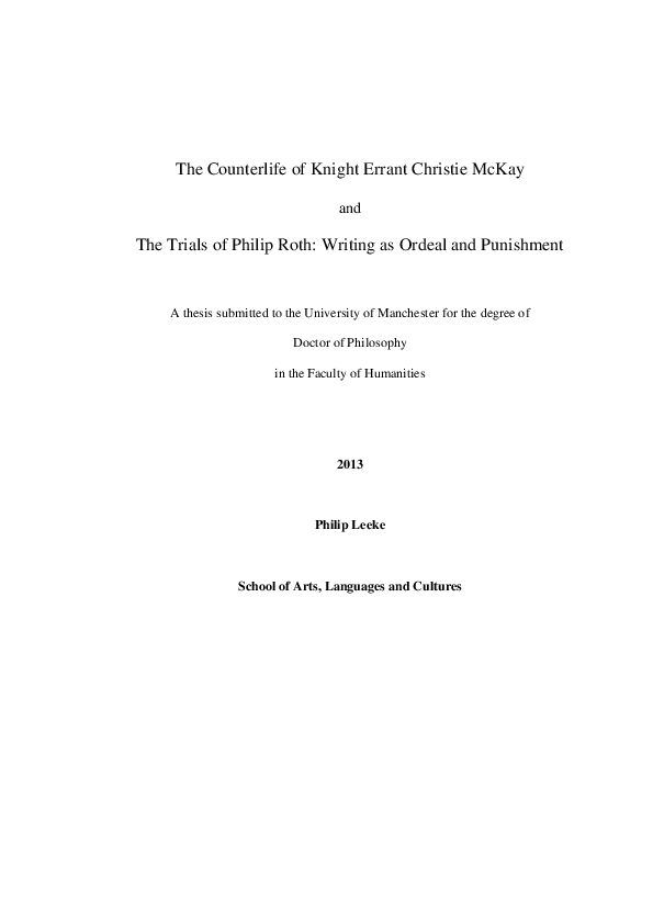 (PDF) The Counterlife of Knight Errant Christie McKay', and, 'The ...