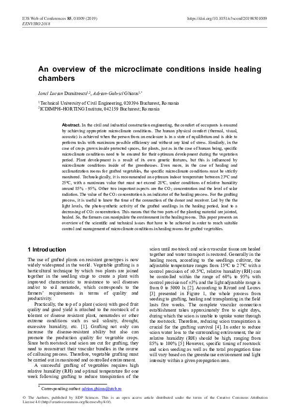 (PDF) An overview of the microclimate conditions inside healing chambers