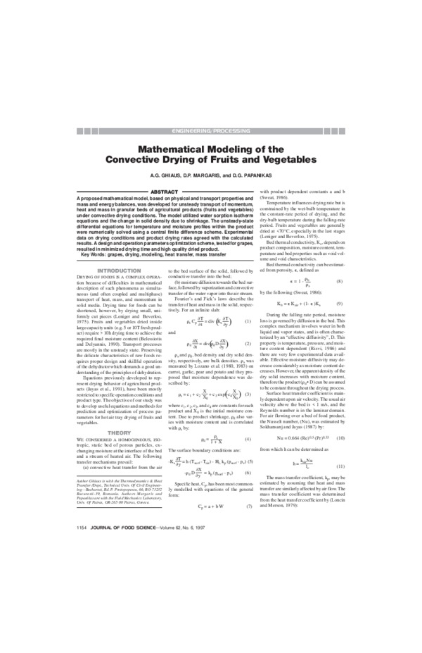 (PDF) Mathematical Modeling of the Convective Drying of Fruits and ...