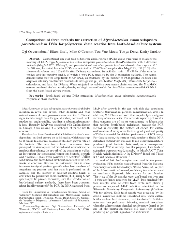 (PDF) Comparison of Three Methods for Extraction of Mycobacterium Avium ...
