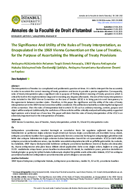 (PDF) The Significance And Utility of the Rules of Treaty ...