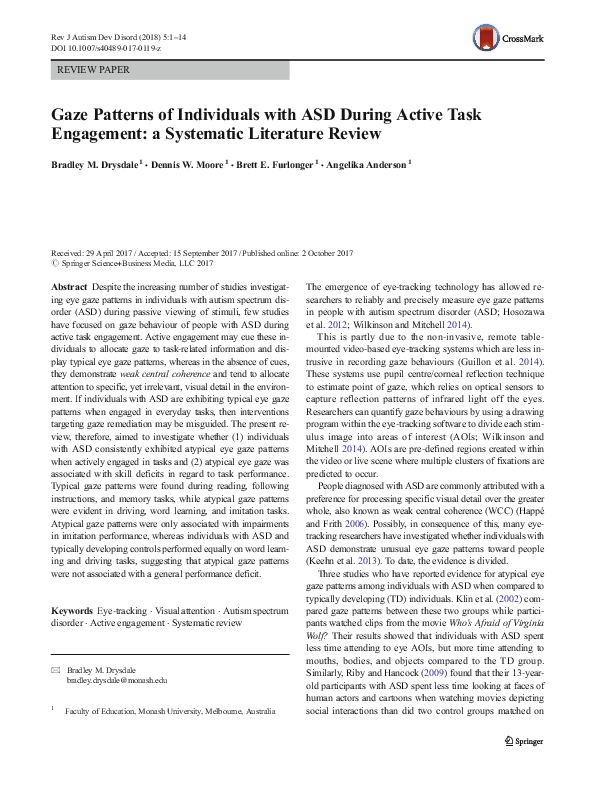 (PDF) Gaze Patterns of Individuals with ASD During Active Task ...