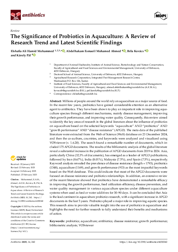 (PDF) The Significance of Probiotics in Aquaculture: A Review of ...