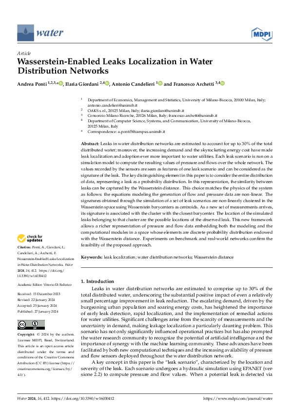 (PDF) Wasserstein-Enabled Leaks Localization in Water Distribution Networks