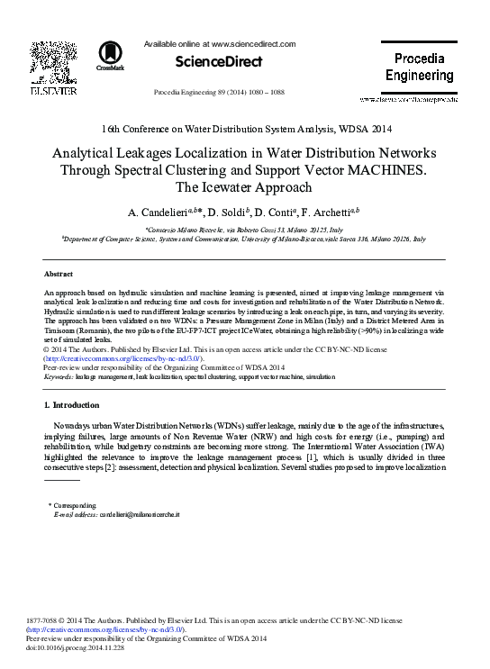 (PDF) Analytical Leakages Localization in Water Distribution Networks ...