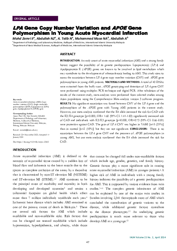 (PDF) LPA Gene Copy Number Variation and APOE Gene Polymorphism in ...