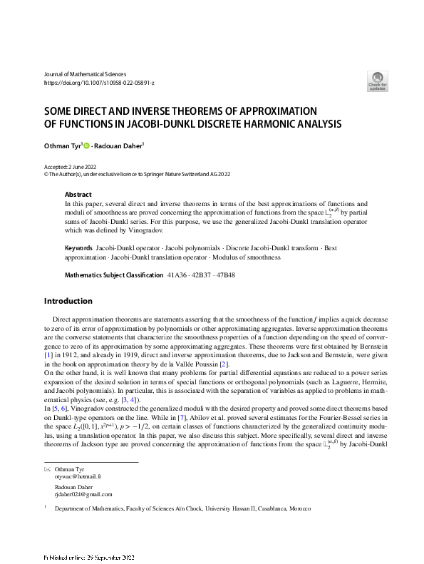 (PDF) Some Direct and Inverse Theorems of Approximation of Functions in ...