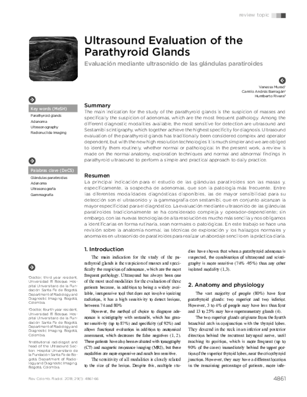 (PDF) Ultrasound Evaluation of the Parathyroid Glands Evaluación ...