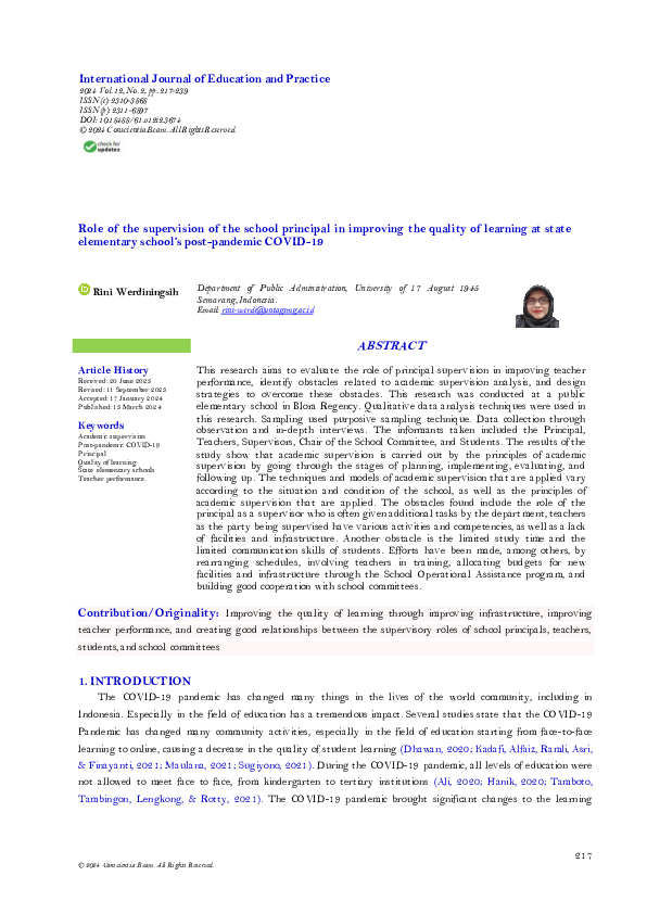 (PDF) Role of the supervision of the school principal in improving the ...