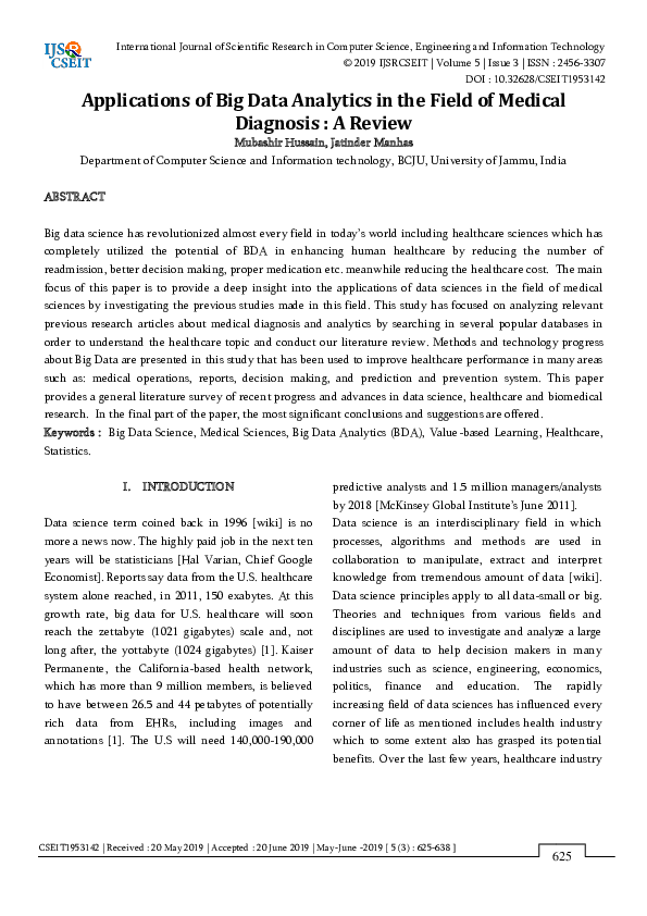 (PDF) Applications of Big Data Analytics in the Field of Medical ...