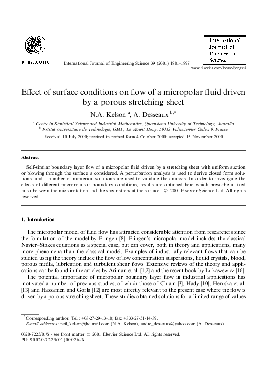 (PDF) Effect of surface conditions on flow of a micropolar fluid driven ...