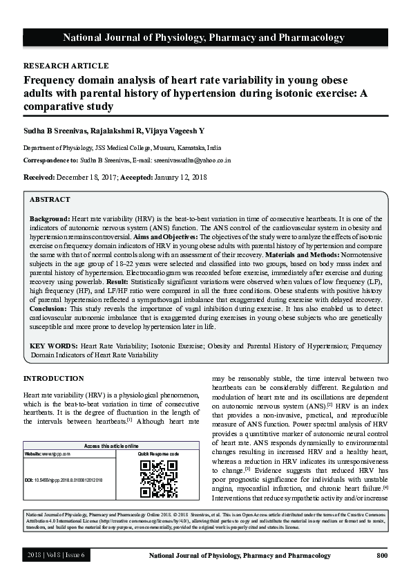 (PDF) Frequency domain analysis of heart rate variability in young ...