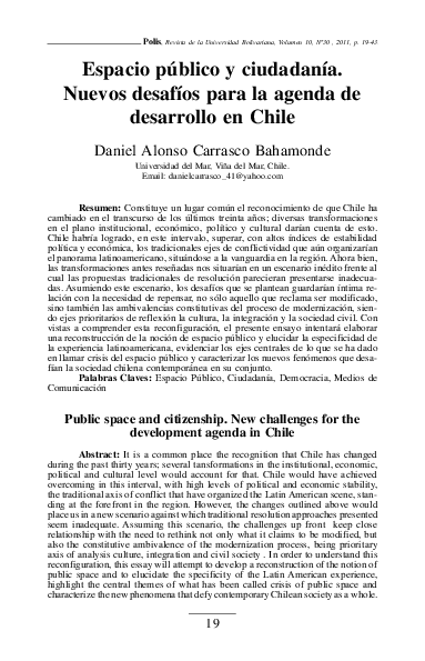 (PDF) Public space and citizenship: New challenges for the development ...