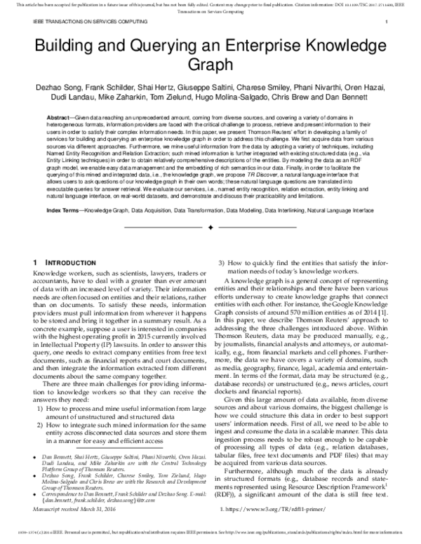 (PDF) Building and Querying an Enterprise Knowledge Graph