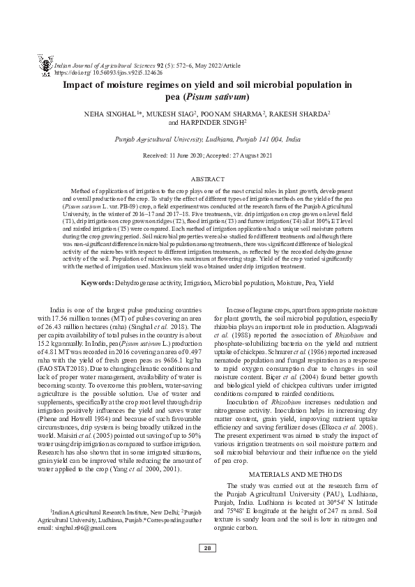 (PDF) Impact of moisture regimes on yield and soil microbial population ...